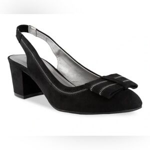 Karen Scott Lana Slingback Heels in Black with Bow Accent - Size 8.5 (NWOB)